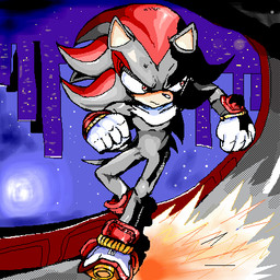 anthro building city looking_away male moon night radical_highway running solo upside_down gunner_double_one sega sonic_the_hedgehog_(series) shadow_the_hedgehog eulipotyphlan hedgehog mammal 1:1 digital_media_(artwork) low_res oekaki source_request