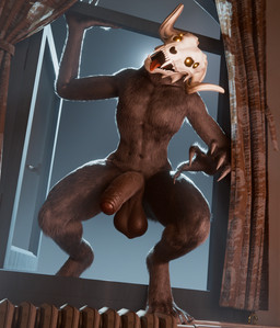 4_eyes 5_fingers balls bone claws digitigrade fingers foreskin fur genitals glans humanoid_genitalia humanoid_penis male multi_eye penis skull skull_head solo tongue tongue_out window outofnecessity american_mythology indigenous_north_american_mythology mythology north_american_mythology wendigo 3d_(artwork) digital_media_(artwork) hi_res