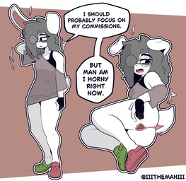 anthro artist butt clothed clothing eye_bags eyewear female fingers footwear fur genitals glasses gloves grey_hair hair handwear motion_lines multiple_poses pose simple_background solo spread_vulva spreading standing text tired_eyes topwear vulva white_body white_fur the_man crocs lagomorph leporid mammal rabbit 2026 english_text hi_res