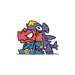 3_toes ambiguous_gender angry bite blue_body blue_skin chibi claws crossed_arms duo fangs feet feral fin humor multicolored_body multicolored_skin red_body red_skin simple_background sitting spikes spikes_(anatomy) standing teeth toe_claws toes white_background wings sqshiiijelly nintendo pokemon druddigon garchomp generation_4_pokemon generation_5_pokemon pokemon_(species) 1:1 2025 full-length_portrait portrait signature
