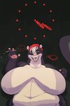 anthro big_breasts breasts cigarette drugs female huge_breasts looking_at_viewer marijuana open_mouth overweight overweight_anthro overweight_female smoking solo wolfwireless mammal mephitid skunk hi_res