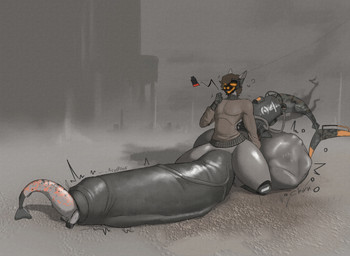 almost_fully_inside ambiguous_gender ambiguous_prey anthro anthro_pred backsack ball_bulge balls balls_on_ground battery big_balls big_penis bottomless bottomless_anthro bottomless_male churning_balls clothed clothing cock_vore detailed_background duo erection fangs foreskin genitals glistening glistening_balls glistening_genitalia glistening_penis glistening_thighs hand_imprint huge_balls huge_penis humanoid_genitalia humanoid_penis hyper hyper_balls hyper_genitalia hyper_penis imprint kneeling machine male male_anthro male_pred motion_lines multiple_prey number_on_body open_mouth penile penis penis_on_ground shark_tail sharp_teeth smoke spread_legs spreading squirming struggling struggling_prey sweater teeth thick_thighs topwear turtleneck unwilling_prey urethral_bulge vein veiny_penis visor vore ace0t0nic ethan_(humbug) aquatic fish hybrid protogen shark absurd_res digital_drawing_(artwork) digital_media_(artwork) hi_res