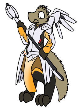 anthro armor barefoot big_eyes biped caduceus_staff cosplay feet frown holding_object holding_weapon simple_background solo staff standing toony weapon white_background worried trout_(artist) blizzard_entertainment overwatch mercy_(overwatch) trout_(character) lizard reptile scalie 2016 aliasing digital_media_(artwork)