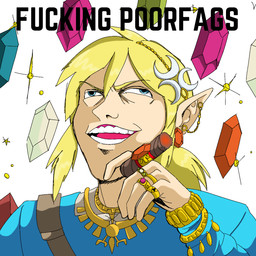 4_fingers blonde_eyebrows blonde_hair blue_clothing blue_eyes blue_topwear bracelet caption cigar clothed clothed_humanoid clothed_male clothing ear_piercing eyebrows fingers gums_(mouth) hair holding_cigar holding_object homophobic_slur humanoid_pointy_ears jewelry light_body light_skin male male_humanoid not_furry open_mouth open_smile parody piercing pointy_ears profanity pupils ring rupee simple_background slur smile solo sparkles teeth text three-quarter_view topwear white_background white_sclera 4chan_anon unknown_artist breath_of_the_wild nintendo the_legend_of_zelda link humanoid hylian 1:1 2017 bust_portrait digital_drawing_(artwork) digital_media_(artwork) english_text hi_res portrait reaction_image redraw shaded