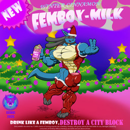 abs advertisement anthro big_bulge big_muscles big_pecs bulge choker christmas_clothing christmas_headwear clothing container cracked_ground femboy gesture hand_gesture hat headgear headwear holidays huge_muscles jewelry male milk_container muscular necklace pecs santa_hat solo text v_sign seinki christmas nintendo pokemon generation_4_pokemon lucario pokemon_(species) 1:1 absurd_res english_text hi_res