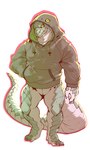 5_toes anthro biped bottomless brown_clothing brown_hoodie brown_topwear claws clothed clothing feet forked_tongue green_body green_scales green_tail hand_in_pocket hoodie hoodie_only humanoid_feet humanoid_hands male muscular muscular_anthro muscular_male muscular_thighs plantigrade pockets pupils scales slit_pupils solo tail toes tongue tongue_out topwear topwear_only two_tone_tail white_body white_scales white_tail heylaw21 chinese_zodiac year_of_the_snake reptile scalie snake 2025 colored hi_res