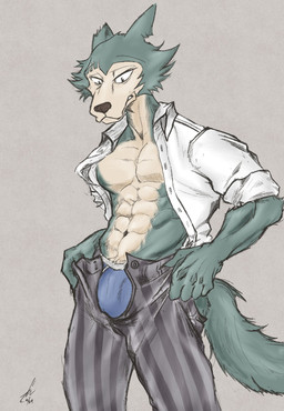 abs anthro big_bulge big_muscles bottomwear bulge claws clenched_teeth clothed clothing collared_shirt dress_shirt eyebrows fur grey_background male muscular muscular_anthro muscular_male navel notched_ear open_clothing open_shirt open_topwear pants pattern_bottomwear pattern_clothing pattern_pants pecs scar school_uniform serratus shirt simple_background solo standing striped_bottomwear striped_clothing striped_pants stripes teeth topwear tuft unbuttoned underwear uniform v1p3rw01f beastars tight_pants_(meme) legoshi_(beastars) canid canine canis mammal wolf 2023 hi_res meme signature