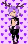 antlers femboy hair hooves horn male purple_hair solo wide_hips yellow_eyes kcstando hawthorn_(delta) humanoid