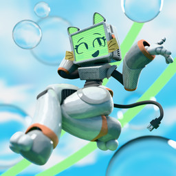 3_toes anthro bubble cable_tail clothed clothing crossed_legs day electrical_plug electrical_plug_tail fake_whiskers feet female for_a_head frutiger_aero fully_clothed green_inner_ear hand_behind_head huge_thighs machine midair open_mouth open_smile outside pose post-it_note screen screen_face sky smile solo thick_thighs toes white_body fuch! pur_03 domestic_cat felid feline felis mammal monitor_head object_head robot robot_anthro screen_head 1:1 2025 3d_(artwork) digital_media_(artwork) hi_res shaded