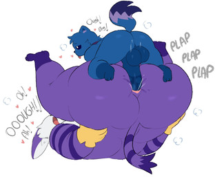 anthro balls big_butt bodily_fluids butt duo from_front_position genital_fluids genitals legs_up male male/male size_difference small_top_big_bottom lud1er mob_entertainment poppy_playtime sega smiling_critters sonic_the_hedgehog_(series) big_the_cat cosmo_(polareclipsed) felid feline mammal hi_res