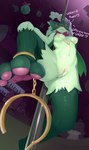 anthro bodily_fluids breasts clitoris clitoris_piercing cuff_(restraint) dancing feet female foot_fetish foot_focus fur genital_piercing genitals green_body green_fur looking_at_viewer medium_breasts nipple_chain nipple_piercing nipples nude paws piercing pink_nipples pole pole_dancing restraints shackles spread_legs spreading stripper_pole vulva cloterchohan nintendo pokemon background_character generation_9_pokemon meowscarada pokemon_(species) absurd_res hi_res