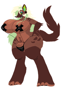anthro armpit_hair big_breasts big_butt bikini body_hair breasts butt clothed clothed_anthro clothed_gynomorph clothed_intersex clothing ear_piercing genitals gynomorph gynomorph_anthro hair half-erect hand_on_hip hand_on_own_hip huge_breasts industrial_piercing intersex intersex_anthro lipstick long_hair looking_aside makeup nipple_tape pasties penis piercing pubes sharp_teeth simple_background solo standing string_bikini swimwear tape teeth thick_thighs two-piece_swimsuit wide_hips mintii misty_(mintii) hyena mammal 2024 digital_media_(artwork) hi_res
