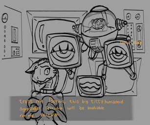 anthro dialogue duo electronics female female/female leash machine questionable_consent speech_bubble television naysayingmongrel fallout microsoft night_stalker_(fallout) robot 6:5 absurd_res hi_res meme sketch unfinished