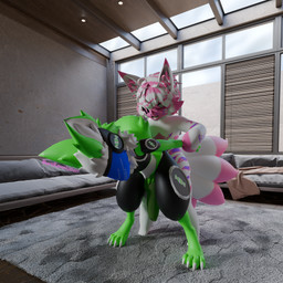 anthro arm_grab armor birthmark bluescreen duo fainted from_behind_position fur fur_markings furniture genitals green_body green_fur green_penis hair heterochromia knot machine male male/male markings penetration penis pink_body pink_fur pink_hair purple_body purple_fur questionable_consent rough_sex sex smile sofa unconscious white_body white_fur white_hair window burtrevolution burtrevolution_(burtrevolution) dino(dino323) canid canine fox mammal protogen robot 1:1 3d_(artwork) absurd_res blender_(artwork) digital_media_(artwork) hi_res huge_filesize