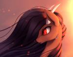 black_hair brown_body brown_fur female feral fur hair horn open_mouth red_eyes solo rodrigues404 hasbro my_little_pony mythology fan_character queen_eris_(character) dragon equid equine horse hybrid mammal mythological_creature mythological_scalie pony scalie animated short_playtime