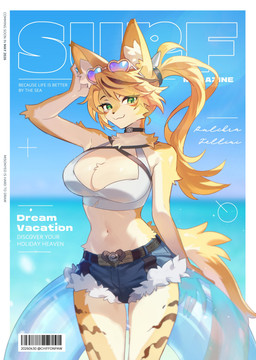 anthro arm_tuft beach belt big_breasts blonde_hair bottomwear breasts choker cleavage clothed clothing crop_top denim denim_bottomwear denim_clothing denim_shorts elbow_tuft eyebrows eyelashes eyewear eyewear_on_head female fur green_eyes hair heart_sunglasses inflatable inner_ear_fluff inner_tube jewelry midriff navel neck_tuft necklace outside ponytail shirt shorts smile solo sunglasses sunglasses_on_head tan_body tan_fur topwear tuft wearing_sunglasses yellow_body yellow_fur chiffonpaw mihoyo zenless_zone_zero pulchra_fellini felid feline felis mammal sand_cat thiren 2026 absurd_res hi_res