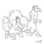 anus butt duo erection genitals male male/male merging penis transformation nisharu canid canid_taur canine canine_taur fox fox_taur mammal mammal_taur taur 1:1 2015 hi_res monochrome