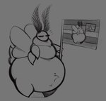 4_arms ambiguous_gender antennae_(anatomy) anthro arthropod_abdomen belly_tuft bottom_heavy butt emanata eyes_closed flag flag_(object) hyper_pear monobutt mouthless multi_arm multi_limb pear-shaped_figure slightly_chubby solo thick_thighs tuft wide_hips wings smokey_blokey arthropod insect lepidopteran moth digital_media_(artwork) hi_res monochrome sketch