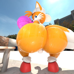 anthro balls big_butt bodily_fluids bottomless bottomless_male bubble_butt bubble_gum butt butt_focus casual_exposure clothed clothing curvy_figure femboy genitals huge_butt looking_at_viewer looking_back looking_back_at_viewer male rear_view small_balls solo sweat sweaty_butt sweaty_genitalia sweaty_legs sweaty_thighs text thick_thighs twerking wide_hips adri164 sega sonic_the_hedgehog_(series) miles_prower canid canine fox mammal 1:1 3d_(artwork) digital_media_(artwork) hi_res