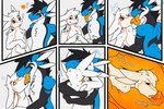 3:2 anthro avali black_body black_fur blue_body blue_fur dialogue dragon duo elusion_(elusionair) extreme_french_kiss french_kissing fur hi_res kissing male male/male male_pred male_prey mythological_creature mythological_scalie mythology oral_vore orange_eyes rhyn_(aukaveowo) scalie sequence sound_effects swallowing tongue tongue_out vore vorix white_body white_fur willing_prey