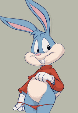 anthro clothed clothing clothing_lift clothing_pull featureless_crotch male null shirt shirt_lift shota solo thong topwear underwear underwear_pull undressing unsure young young_anthro young_male dandi tiny_toon_adventures warner_brothers buster_bunny lagomorph leporid mammal rabbit
