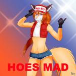 anthro clothed clothing cosplay crop_top femboy fur gloves hair handwear hat headgear headwear jacket long_hair male midriff shirt solo standing topwear foxtrap fatal_fury king_of_fighters nintendo snk super_smash_bros. super_smash_bros._ultimate terry_bogard teru canid canine fox mammal 1:1 hi_res meme