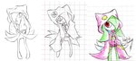 adept-ex clothing female generation_3_pokemon hoodie kirlia looking_at_viewer narrow_hips nintendo patch_(fabric) pink_clothing pink_hoodie pink_topwear pokemon pokemon:street_tales pokemon_(species) sketch solo standing thigh_gap thin_calves thin_legs thin_thighs topwear young