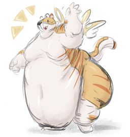 anthro belly big_belly gesture halo huge_belly nude obese open_mouth open_smile overweight simple_background smile solo waving white_background wings ambergate halley_(ambergate) angel felid mammal pantherine tiger 2024 digital_media_(artwork) nonbinary_(lore)