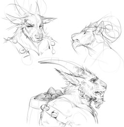 anthro cheek_tuft facial_hair facial_tuft goatee holidays horn male male_anthro mouth_closed muscular muscular_anthro muscular_male narrowed_eyes open_mouth side_view simple_background solo tuft darkgem christmas krampus bovid caprine goat mammal bust_portrait greyscale monochrome multiple_images portrait sketch sketch_page
