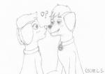 anthro blush collar duo female male simple_background young young_anthro marothedarkrabbit_(artist) paw_patrol ella_(paw_patrol) tuck_(paw_patrol) bird_dog canid canine canis domestic_dog golden_retriever hunting_dog mammal retriever hi_res sketch traditional_media_(artwork) brother_(lore) brother_and_sister_(lore) sibling_(lore) sister_(lore)