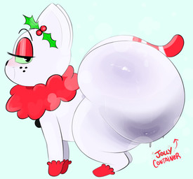 big_butt black_nose blush bodily_fluids butt eyebrows eyelashes eyeshadow female female_feral feral freckled_face freckles fur glistening_eyelids holly_(plant) huge_butt hyper hyper_butt long_eyelashes long_tail makeup markings musk neck_tuft plant quadruped red_eyeshadow red_tail side_view simple_background smile solo striped_markings striped_tail stripes sweat sweaty_butt tail tail_markings tuft two_tone_tail white_body white_ears white_fur ota_(artist) evil_container junipurr domestic_cat felid feline felis mammal 2025 digital_media_(artwork) hi_res meme