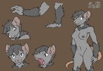 anthro areola athletic breasts buckteeth feet female fur grey_areola grey_body grey_fur grey_nipples hair nipples open_mouth pink_nose plantigrade rodent_tail smile solo tail teeth toes komolord mammal murid murine rat rodent hi_res