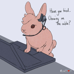 ambiguous_gender computer dialogue electronics eyelashes feral fur hair headgear headphones headset headset_microphone laptop simple_background solo tail text toony chocolatekitsune lagomorph leporid mammal rabbit 1:1 2025 digital_media_(artwork) english_text