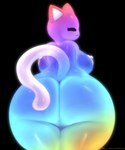 anthro big_butt breasts butt butt_focus female looking_back multicolored_body nipples nude rear_view simple_background smile solo sparklefur lefantis sadflowerhappy rainbow_(sadflowerhappy) domestic_cat felid feline felis mammal 5:6 absurd_res artist_collaboration colorful_theme hi_res