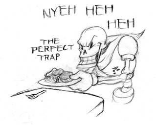 armor bone clothed clothing cutlery dialogue evil_grin food fork kitchen_utensils male not_furry papyrus_(font) pasta skeleton smile solo spaghetti text tools dakkpasserida undertale undertale_(series) papyrus_(undertale) animated_skeleton humanoid undead 2015 black_and_white english_text monochrome