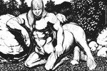 animal_genitalia animal_penis equine_genitalia equine_penis erection genitals hair long_hair looking_at_viewer male nipples pecs penis smile smirk solo cureboltium european_mythology greek_mythology mythology centaur equid equid_taur humanoid humanoid_taur mammal mammal_taur taur 3:2 monochrome