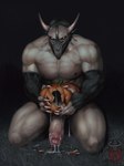 after_masturbation bodily_fluids cum cum_in_pumpkin food fruit genital_fluids genitals horn humanoid_genitalia humanoid_penis looking_at_viewer male muscular muscular_male nipples penetrating_pumpkin penis plant pumpkin solo altagrin demon humanoid