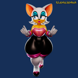 anthro areola big_areola big_breasts breast_overflow breast_squish breasts clothing female half-closed_eyes huge_breasts huge_thighs lips looking_aside narrowed_eyes solo squish thick_lips thick_thighs translucent translucent_clothing walking wide_hips illamajamma sega sonic_the_hedgehog_(series) rouge_the_bat bat mammal 1:1 alpha_channel hi_res