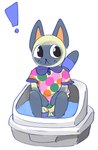 :< anthro big_eyes biped blue_body blue_ears blue_face blue_fur blush blush_lines bodily_fluids chibi clothing collared_shirt crouching exclamation_point facial_markings featureless_feet featureless_hands feet female fur genital_fluids genitals gloves_(marking) head_markings leg_markings litter_box looking_aside markings peeing polka_dots pussy raised_tail sand shirt shocked simple_background socks_(marking) solo striped_markings striped_tail stripes tail tail_markings topwear urine white_background white_body white_fur 4chan_anon anonymous_artist animal_crossing nintendo mitzi_(animal_crossing) colorpoint domestic_cat felid feline felis mammal 2025 digital_media_(artwork) hi_res