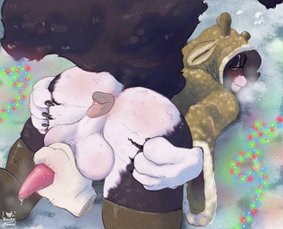 ambiguous_gender ambiguous_rimming ambiguous_rimming_male anal animal_genitalia animal_penis anthro anus balls black_body black_fur black_hair butt clothing duo feline_genitalia feline_penis femboy fur garlands genitals hair handjob holidays legwear licking limbs lying male male/ambiguous male_focus multicolored_body multicolored_fur oral paws penile penis reindeer_costume rimming rimming_male sex snow solo_focus stockings tail tongue white_body white_fur winter rockyhorns christmas new_year victor(gudmur) felid mammal animated