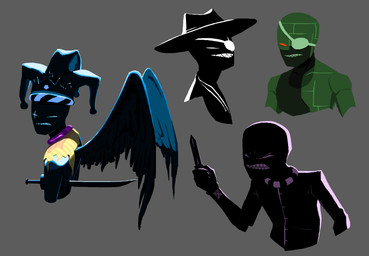 back_wings black_body blue_body blue_feathers clothed clothed_humanoid clothed_male clothing eye_patch eye_scar eyewear facial_scar feathered_wings feathers fool's_hat front_view frown green_body grey_background hat head_turned headgear headwear holding_knife holding_object knife looking_at_viewer looking_back looking_back_at_viewer male melee_weapon missing_eye multiple_angles narrowed_eyes open_mouth scar scowl side_view simple_background smile smiling_at_viewer solo sword tongue_showing weapon wings kingarthur_i homestuck ms_paint_adventures jack_noir humanoid 2020 bust_portrait colored digital_drawing_(artwork) digital_media_(artwork) half-length_portrait hi_res portrait