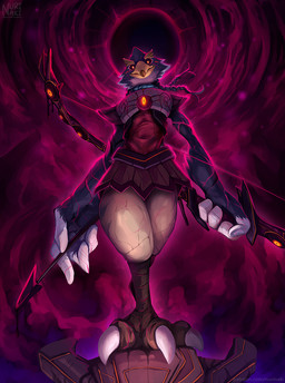 anthro armor arrow_(weapon) bow_(weapon) corruption holding_bow_(weapon) holding_object holding_ranged_weapon holding_weapon looking_at_viewer looking_down male ranged_weapon solo weapon nurinaki breath_of_the_wild nintendo the_legend_of_zelda revali windblight_ganon avian rito 2021