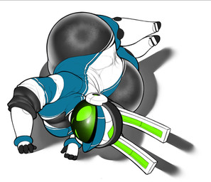 anthro big_breasts big_butt boots breasts butt cleavage clothed clothing electronics female footwear gloves green_eyes handwear hat headgear headphones headwear huge_butt huge_hips jumpsuit lying machine on_side one_eye_closed screen screen_face shoes simple_background solo white_background wide_hips pokejumpn project_turboblast tempo_(project_turboblast) animal_humanoid humanoid lagomorph leporid mammal rabbit robot robot_anthro 2026 hi_res