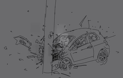 >_< ambiguous_gender anthro car car_crash crash driving eyes_closed grey_background simple_background solo vehicle wheel bravobunny bravo_(bravobunny) lagomorph leporid mammal rabbit 2021 greyscale monochrome sketch