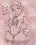 anthro clothed clothing dialogue ear_piercing female flat_chested looking_at_viewer open_mouth open_smile piercing smile solo standing talking_to_viewer text thick_thighs wide_hips xilrayne berry_ranieri mammal mustelid otter english_text