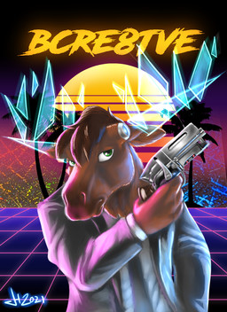 anthro brown_body brown_ears brown_fur brown_hair fur glistening glistening_eyes green_eyes grid_landscape gun hair handgun holding_gun holding_handgun holding_object holding_ranged_weapon holding_weapon male ranged_weapon retro solo synthwave weapon ironraptor deer mammal moose new_world_deer hi_res