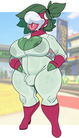 areola areola_slip big_breasts big_butt biped bodily_fluids breasts bulge butt clothing detailed_bulge fur genital_fluids green_body gynomorph gynomorph_humanoid huge_butt intersex intersex_humanoid lips nipples nipples_visible_through_clothing plant precum precum_through_clothing shortstack shortstack_gynomorph shortstack_intersex simple_background smile solo standing sweat thick_lips thick_thighs wet wet_clothing wide_hips astralc0de mario_bros nintendo elemental_creature elemental_humanoid flora_fauna humanoid piranha_plant plant_humanoid 2025 absurd_res digital_media_(artwork) hi_res