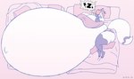 anthro bed bedding belly big_belly big_butt blanket bottomwear butt clothing copyright_symbol eyes_closed female furniture hair huge_belly hyper hyper_belly hyper_pregnancy navel open_mouth outie_navel pillow pregnant red_hair sleeping snoring solo symbol thick_thighs topwear satsumalord annie_(satsumalord) canid canine fox mammal 2024 digital_media_(artwork) hi_res sketch