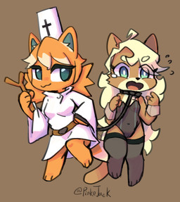 anthro bodily_fluids bunny_costume clothing costume crying duo female female/female legwear nun nurse slave stockings sweat tears pinkejack canid canine fox lagomorph leporid mammal rabbit absurd_res hi_res