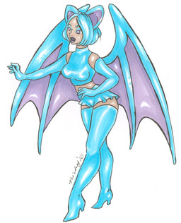 alternate_species blue_hair boots breasts clothing fangs female footwear gloves hair handwear high_heeled_boots high_heels humanized legwear membrane_(anatomy) membranous_wings midriff purple_eyes shoes simple_background solo teeth thigh_boots thigh_highs white_background wings nickyflamingo nintendo pokemon bat generation_1_pokemon human mammal pokemon_(species) undead vampire zubat 2010